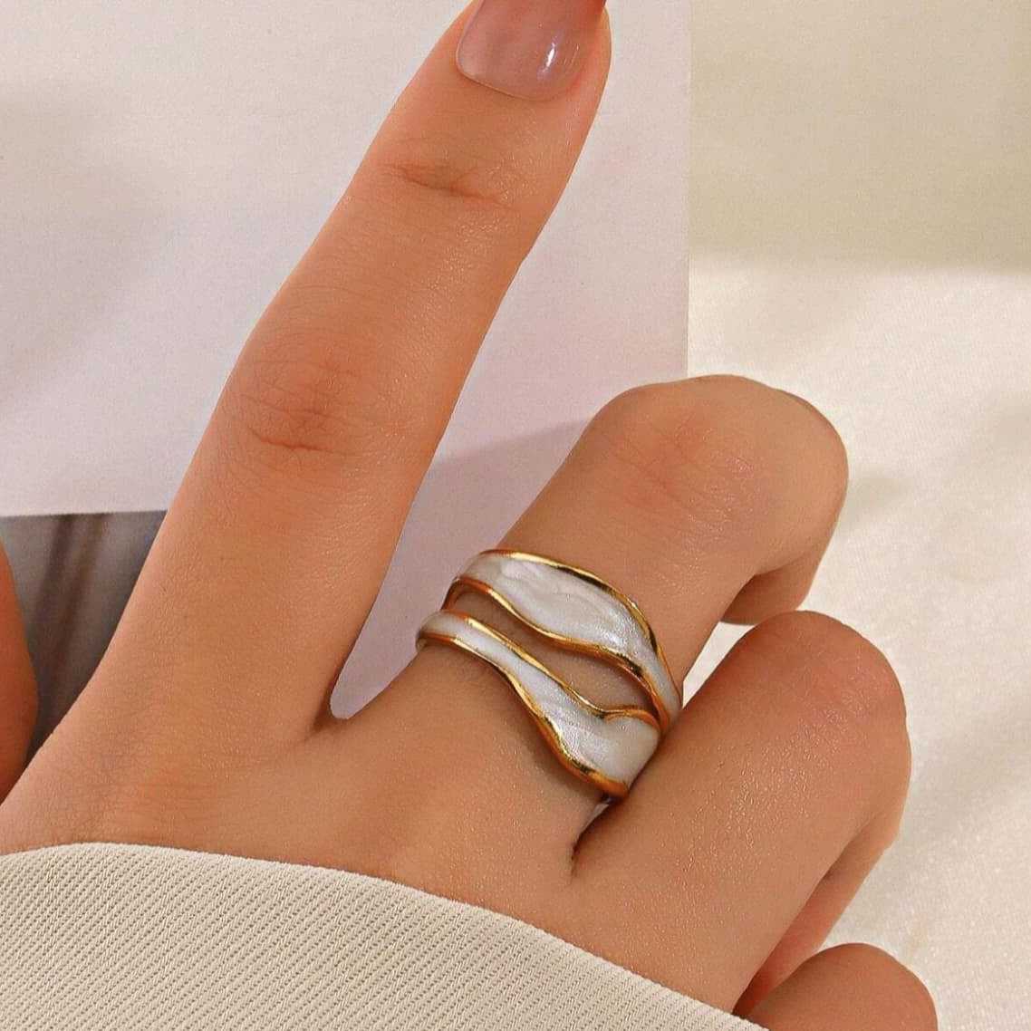 Wave Enamel Ring