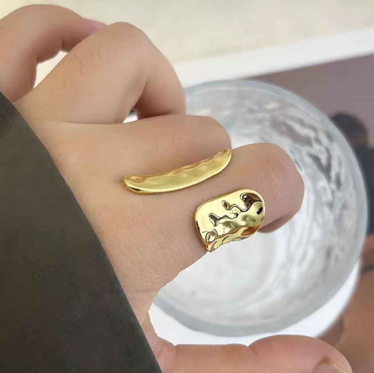 Hammered Gold Statement Ring