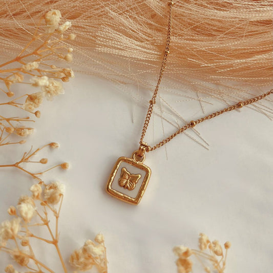 Golden Butterfly Charm Necklace