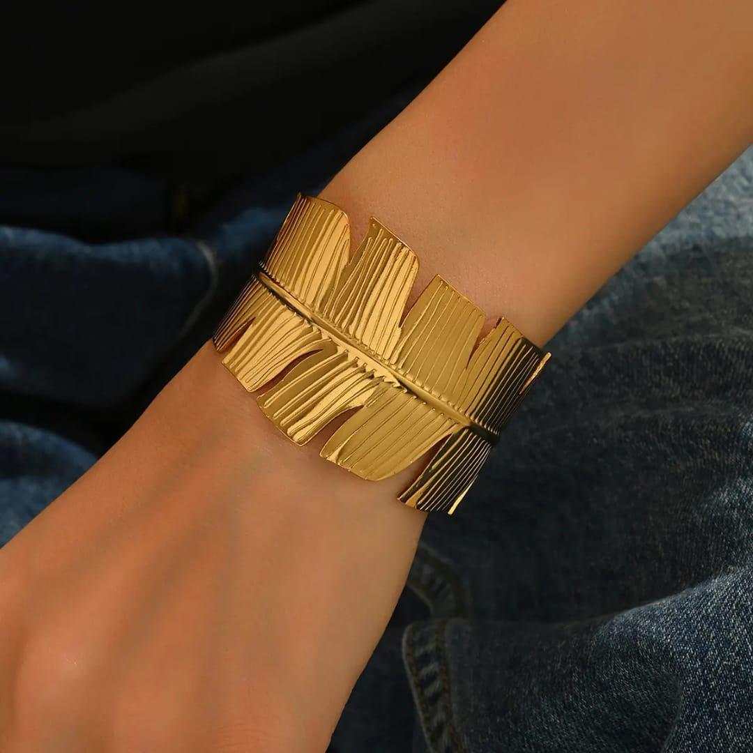 Golden Leaf Cuff Bracelet