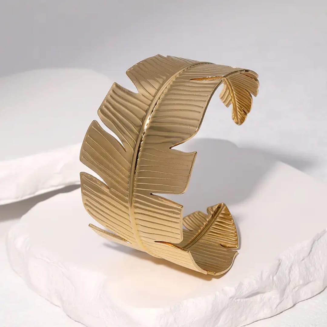 Golden Leaf Cuff Bracelet
