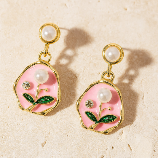 Blush Bloom Pearl Drop Earrings